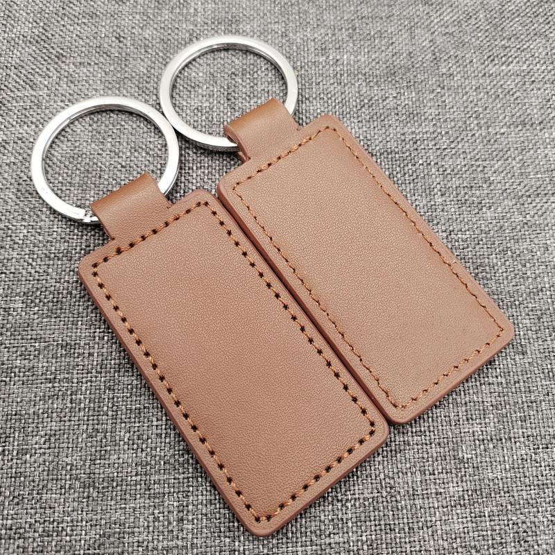 Leather Keyring - Brown Rectangle