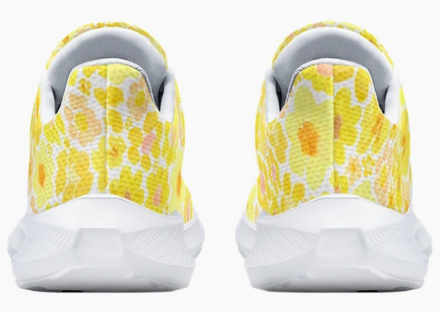 Running Shoes with Yellow Flower Blossoms (Unisex) Floral Print Running Shoes | Art Sneakers