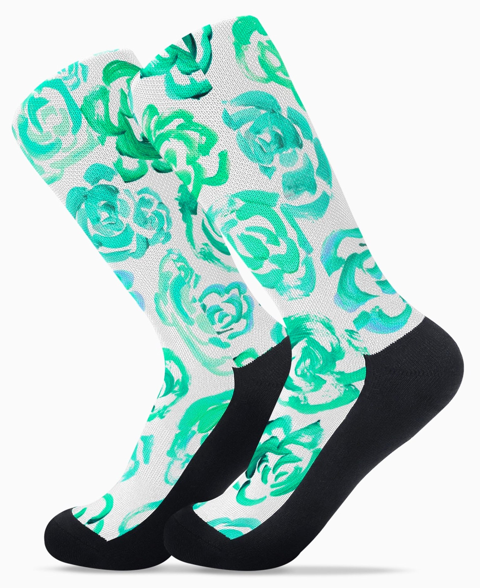 Aqua flower socks Unisex aqua color flower blossom sports socks for women and men Cute art socks | High performance sports socks | Cool socks for guys | Unique socks for men | Best socks for sweaty feet | Moisture wicking socks for running | Cute workout socks for women | Sweat wicking gym socks | Anti-blister sports socks | Novelty running socks | Seamless toe athletic socks