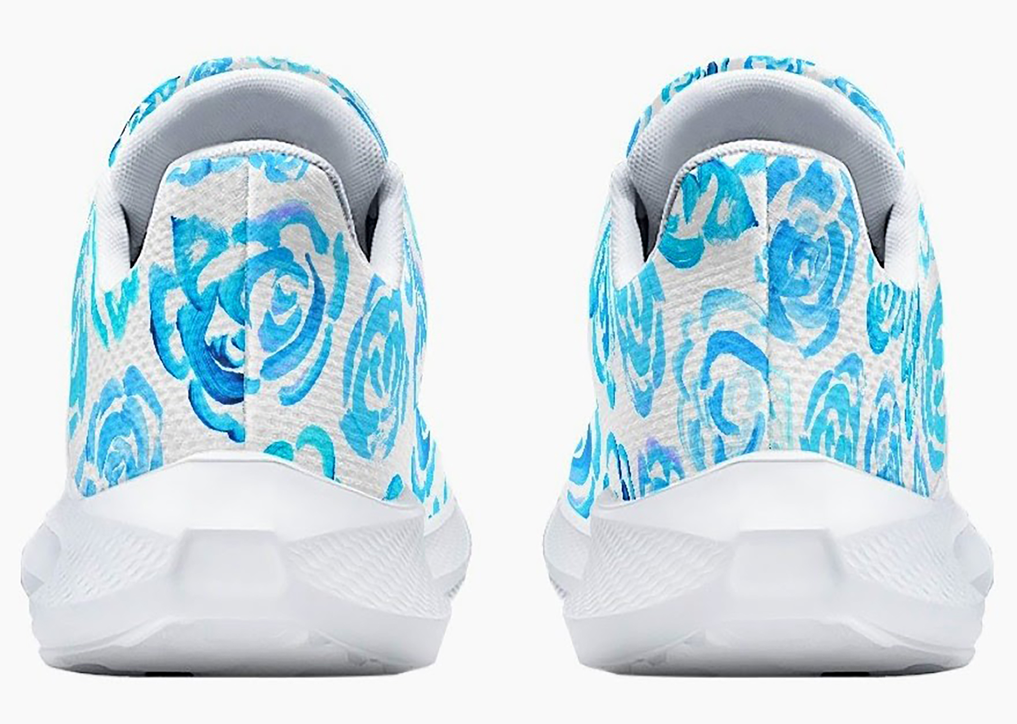 Light blue flower shoes | Art sneakers | Unisex running shoes with light blue flower blossoms. Women's & men's lightweight sports shoes. Floral print running shoes | Floral sneakers | Boho patterned shoes | Cute trainers | Flower sneakers | Gym trainers, tennis shoes & walking shoes by Mia Mai Art