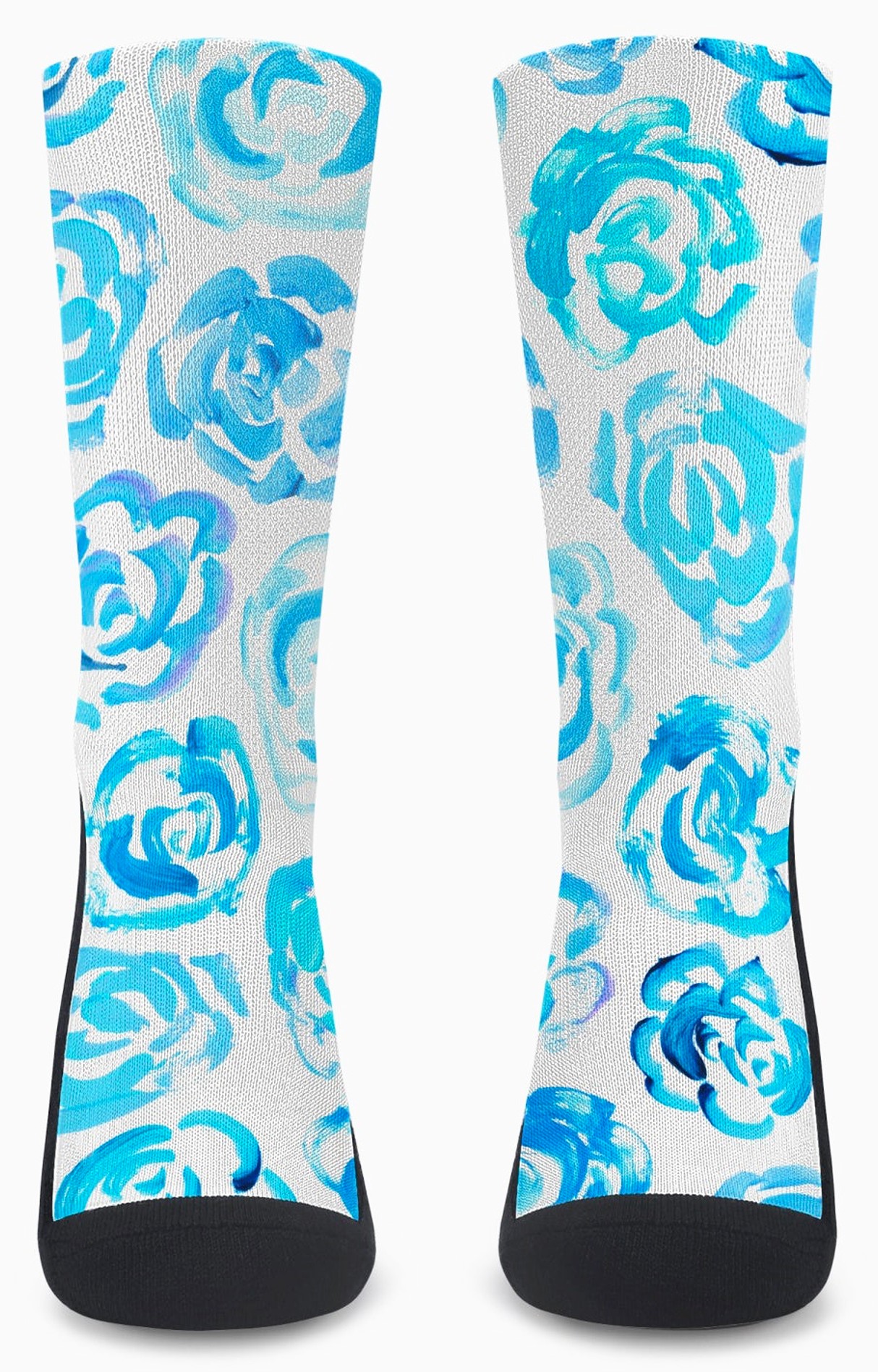 Blue flower socks 🩵🧦 Unisex light&nbsp;blue flower blossom sports socks for women and men&nbsp;  Cute art socks | High performance sports socks |&nbsp; Cool socks for guys | Unique socks for men | Best socks for sweaty feet | Moisture wicking socks for running | Cute workout socks for women | Sweat wicking gym socks | Anti-blister sports socks | Novelty running socks | Seamless toe athletic socks