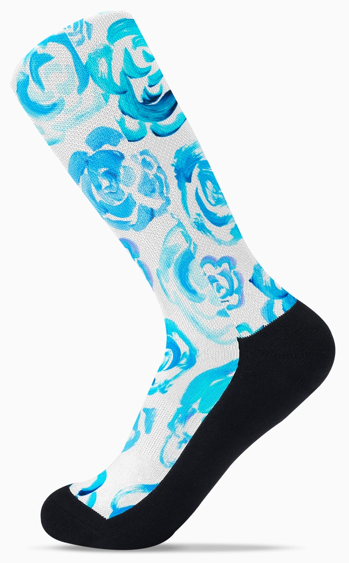 Blue flower socks 🩵🧦 Unisex light&nbsp;blue flower blossom sports socks for women and men&nbsp;  Cute art socks | High performance sports socks |&nbsp; Cool socks for guys | Unique socks for men | Best socks for sweaty feet | Moisture wicking socks for running | Cute workout socks for women | Sweat wicking gym socks | Anti-blister sports socks | Novelty running socks | Seamless toe athletic socks