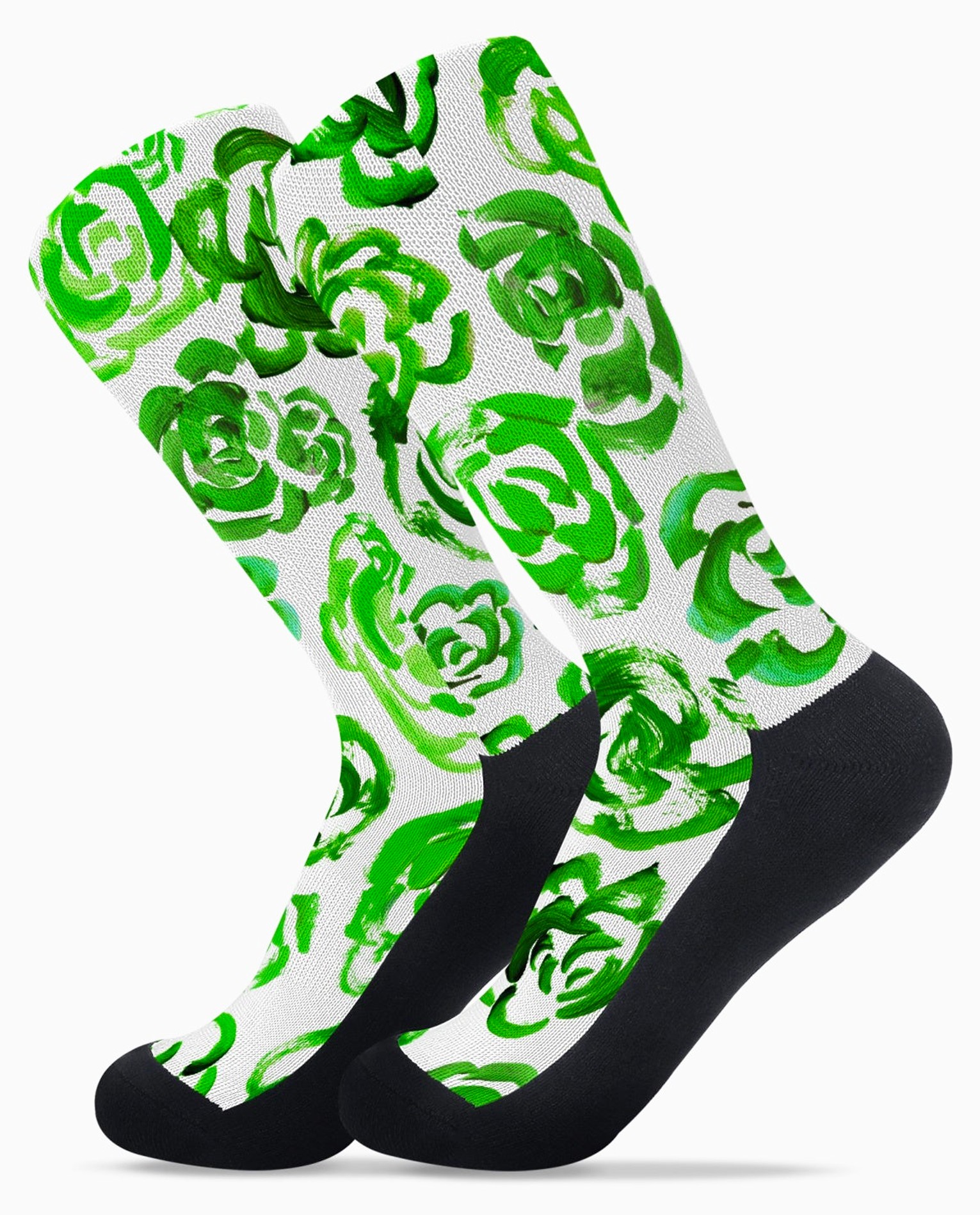 Green flower socks | Unisex dark green flower blossom sports socks for women and men&nbsp;| Cute art socks | Cool socks for guys | Unique socks for men | Best socks for sweaty feet | Moisture wicking socks for running | Cute workout socks for women | Sweat wicking gym socks | High performance sports socks | Anti-blister sports socks | Novelty running socks | Seamless toe athletic socks