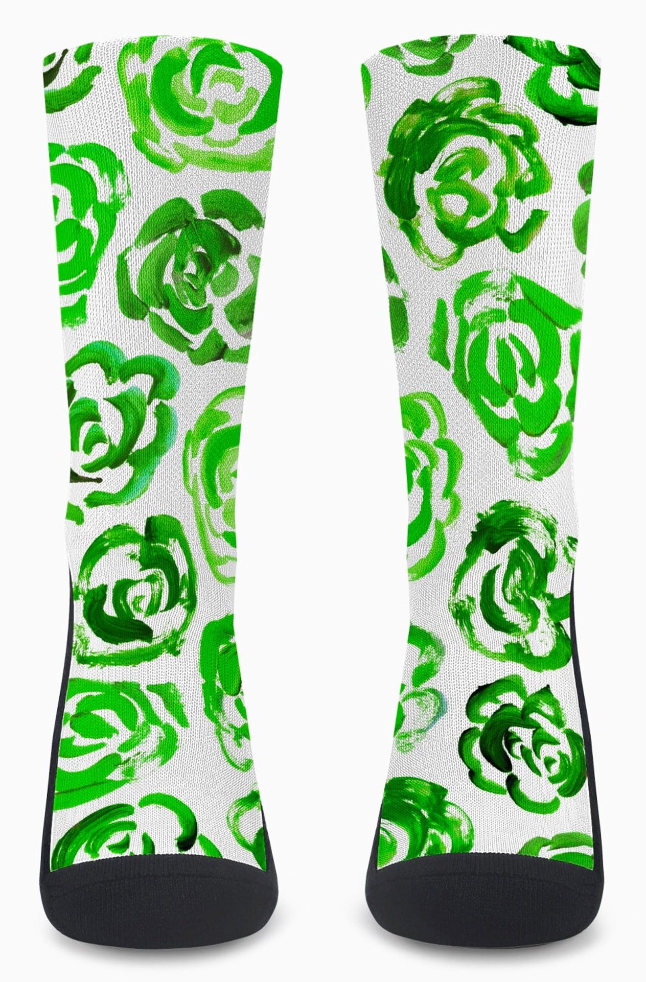 Green flower socks | Unisex dark green flower blossom sports socks for women and men&nbsp;| Cute art socks | Cool socks for guys | Unique socks for men | Best socks for sweaty feet | Moisture wicking socks for running | Cute workout socks for women | Sweat wicking gym socks | High performance sports socks | Anti-blister sports socks | Novelty running socks | Seamless toe athletic socks