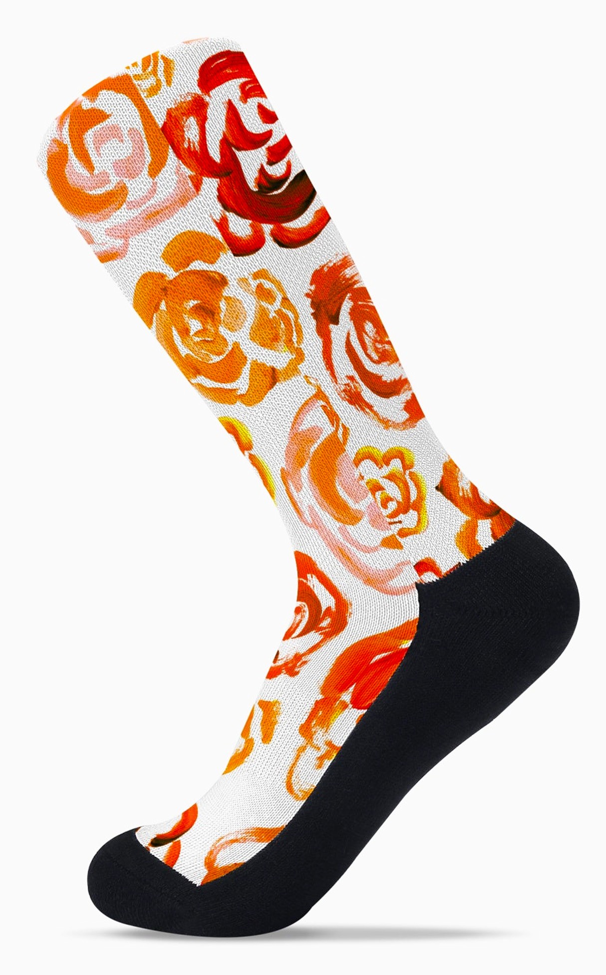 Orange flower socks | Unisex orange flower blossom sports socks for women and men | Cute art socks | Cool socks for guys | Unique socks for men | Best socks for sweaty feet | Moisture wicking socks for running | Cute workout socks for women | Sweat wicking gym socks | High performance sports socks | Anti-blister sports socks | Novelty running socks | Seamless toe athletic socks