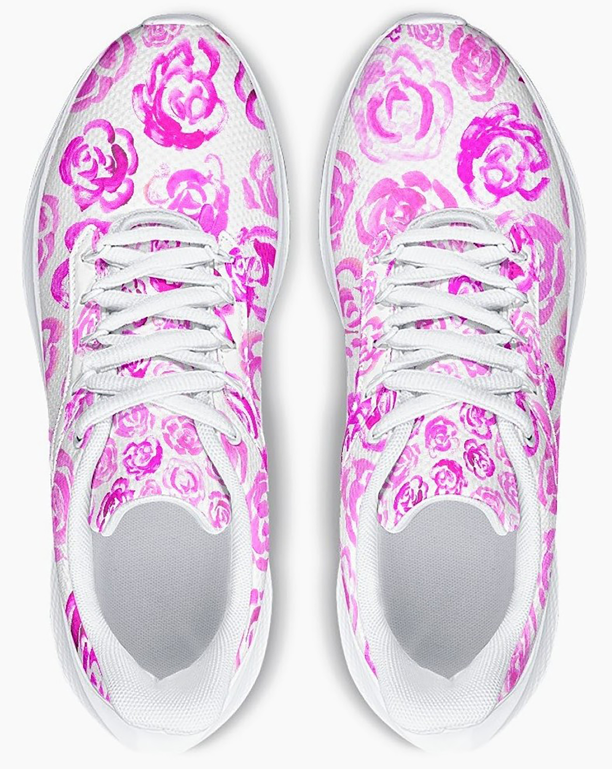 Light pink flower shoes | Art sneakers | Unisex running shoes with light pink flower blossoms. Women's & men's lightweight sports shoes. Floral print running shoes | Floral sneakers | Boho patterned shoes | Cute trainers | Flower sneakers | Gym trainers, tennis shoes & walking shoes