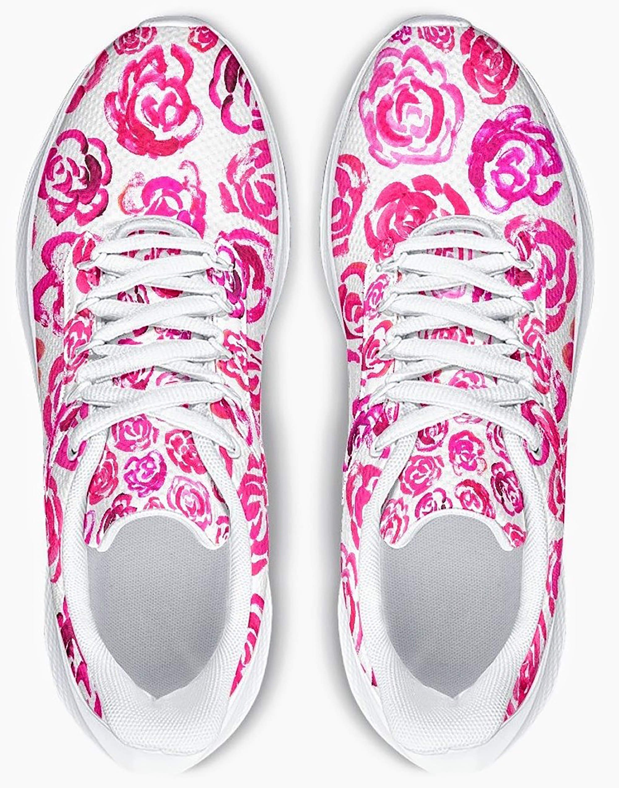 Dark pink flower shoes | Art sneakers | Unisex running shoes with dark pink flower blossoms. Women's & men's lightweight sports shoes.  Floral print running shoes | Floral sneakers | Boho patterned shoes | Cute trainers&nbsp;| Flower sneakers | Gym trainers, tennis shoes & walking shoes by Mia Mai Art