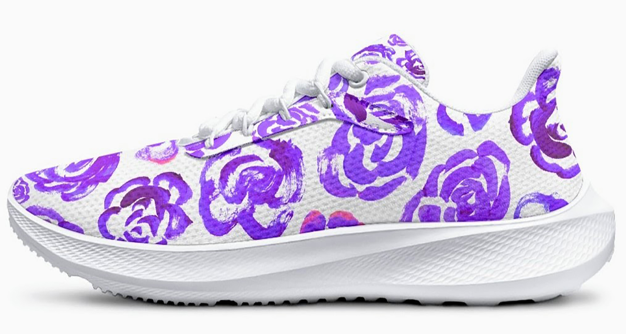 Dark purple flower shoes | Art sneakers | Unisex running shoes with dark purple flower blossoms. Women's & men's lightweight sports shoes.  Floral print running shoes | Floral sneakers | Boho patterned shoes | Cute trainers&nbsp;| Flower sneakers | Gym trainers, tennis shoes & walking shoes