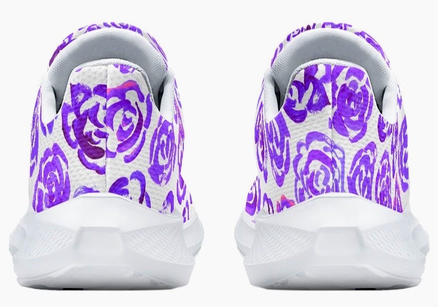 Dark purple flower shoes | Art sneakers | Unisex running shoes with dark purple flower blossoms. Women's & men's lightweight sports shoes.  Floral print running shoes | Floral sneakers | Boho patterned shoes | Cute trainers&nbsp;| Flower sneakers | Gym trainers, tennis shoes & walking shoes