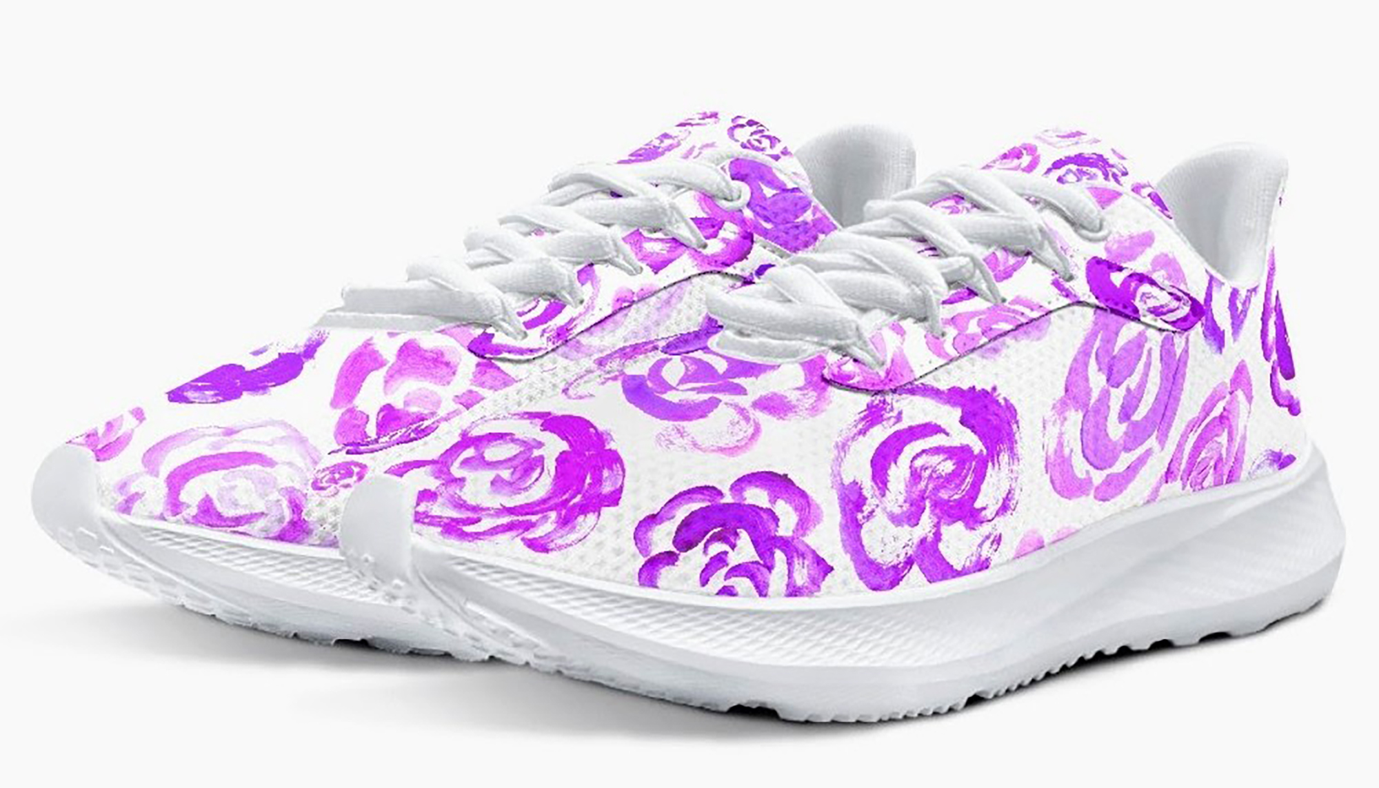 Light purple flower shoes | Art sneakers | Unisex running shoes with light purple flower blossoms. Women's & men's lightweight sports shoes.  Floral print running shoes | Floral sneakers | Boho patterned shoes | Cute trainers&nbsp;| Flower sneakers | Gym trainers, tennis shoes & walking shoes by Mia Mai Art
