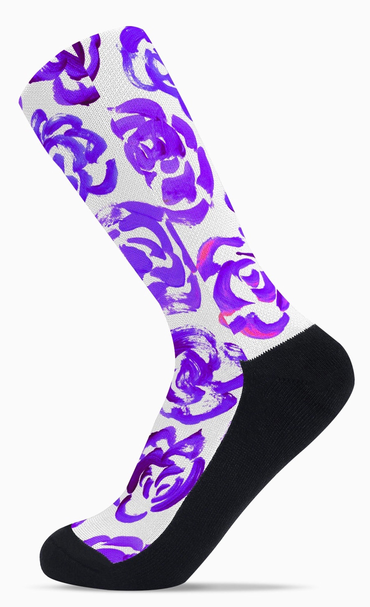 Purple flower socks | Unisex dark purple flower blossom sports socks for women and men&nbsp;| Cute art socks | High performance sports socks |&nbsp; Cool socks for guys | Unique socks for men | Best socks for sweaty feet | Moisture wicking socks for running | Cute workout socks for women | Sweat wicking gym socks | Anti-blister sports socks | Novelty running socks | Seamless toe athletic socks