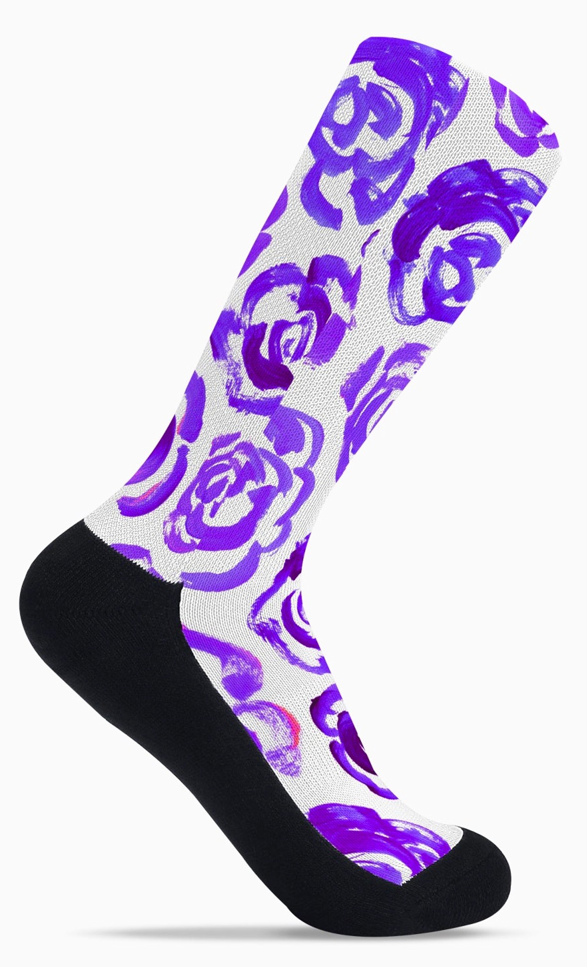 Purple flower socks | Unisex dark purple flower blossom sports socks for women and men&nbsp;| Cute art socks | High performance sports socks |&nbsp; Cool socks for guys | Unique socks for men | Best socks for sweaty feet | Moisture wicking socks for running | Cute workout socks for women | Sweat wicking gym socks | Anti-blister sports socks | Novelty running socks | Seamless toe athletic socks