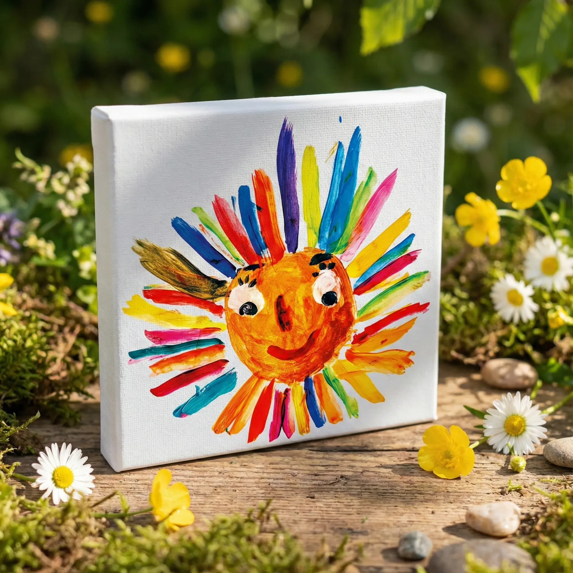 Colorful Rainbow Sun Mandala Canvas Print 4x4 Mini Wall Decor spiritual healing art