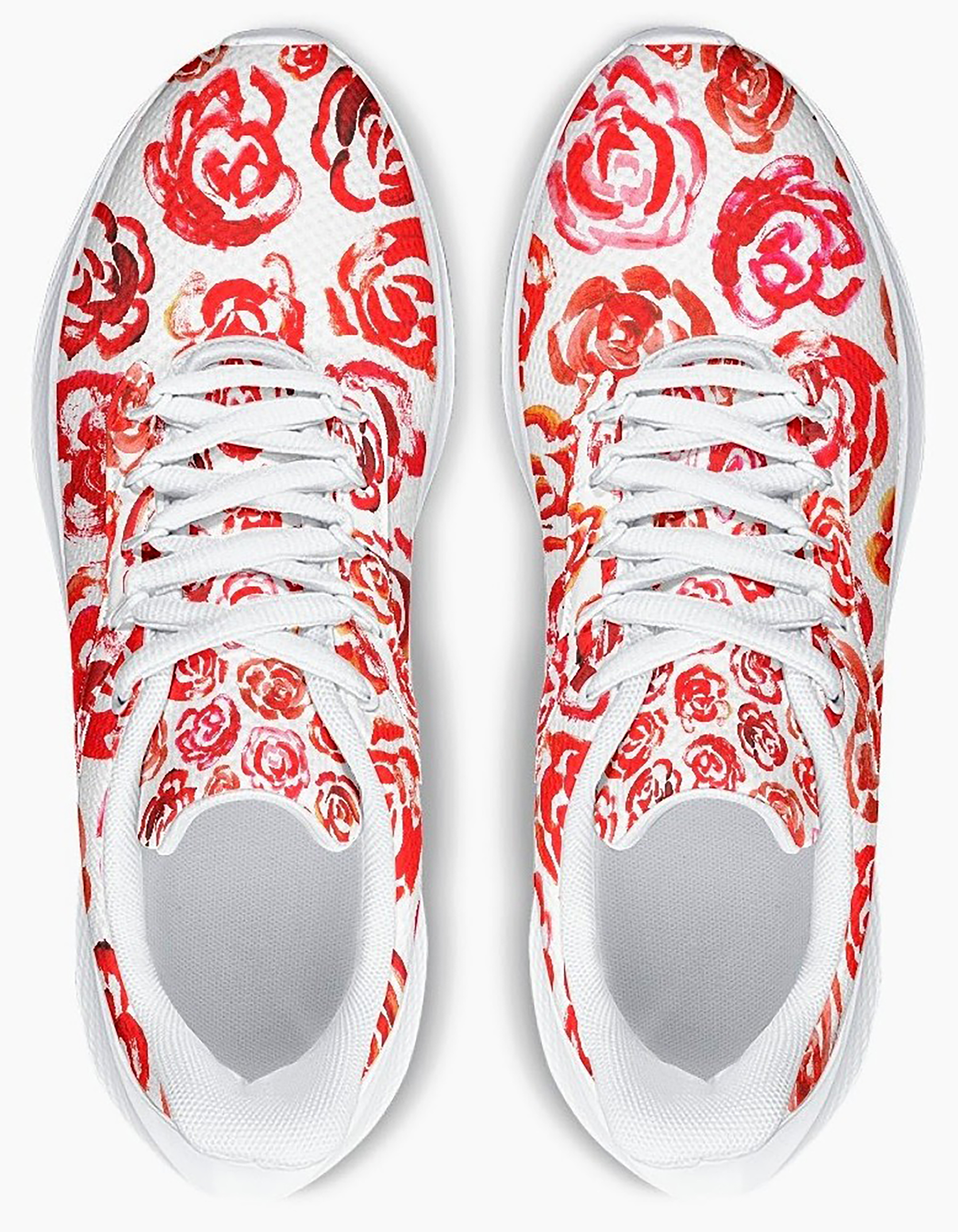Red flower shoes Art sneakers  Unisex running shoes with red flower blossoms. Women's & men's lightweight sports shoes.  Floral print running shoes | Floral sneakers | Boho patterned shoes | Cute trainers&nbsp;| Flower sneakers | Gym trainers, tennis shoes & walking shoes