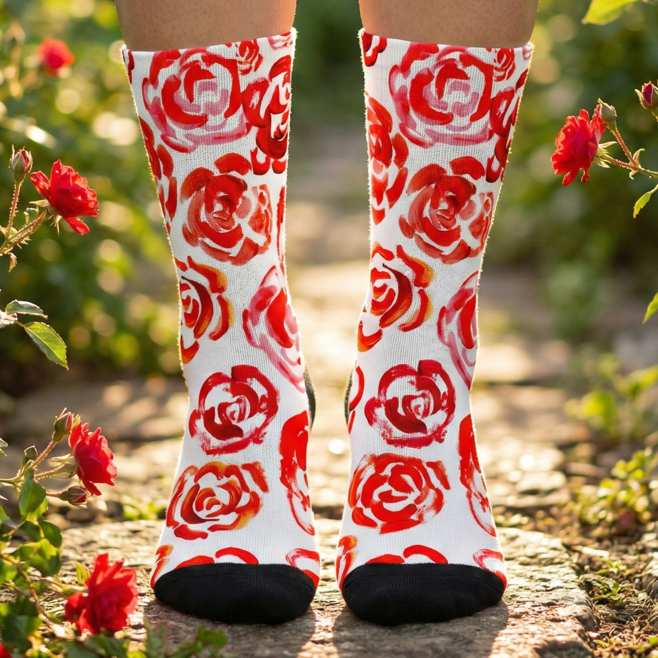 Red flower socks ❤️🧦  Unisex red flower blossom sports socks for women and men&nbsp;  Cute art socks | Cool socks for guys | Unique socks for men | Best socks for sweaty feet | Moisture wicking socks for running | Cute workout socks for women | Sweat wicking gym socks | High performance sports socks | Anti-blister sports socks | Novelty running socks | Seamless toe athletic socks