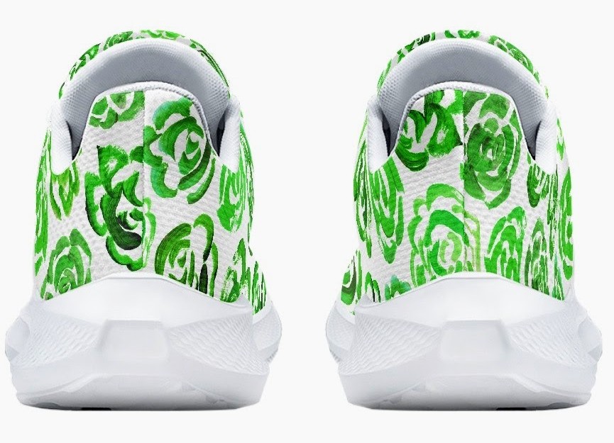 Running Shoes with Dark Green Flower Blossoms (Unisex) Floral Print Running Shoes | Mia Mai Art