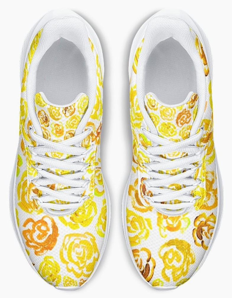 Running Shoes with Yellow Flower Blossoms (Unisex) Floral Print Running Shoes | Mia Mai Art
