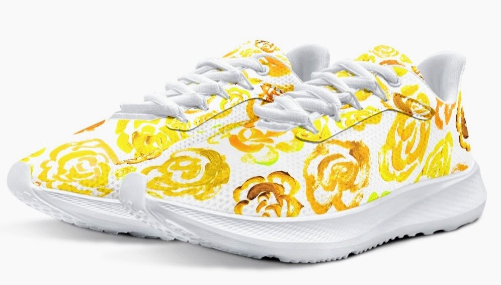 Running Shoes with Yellow Flower Blossoms (Unisex) Floral Print Running Shoes | Mia Mai Art