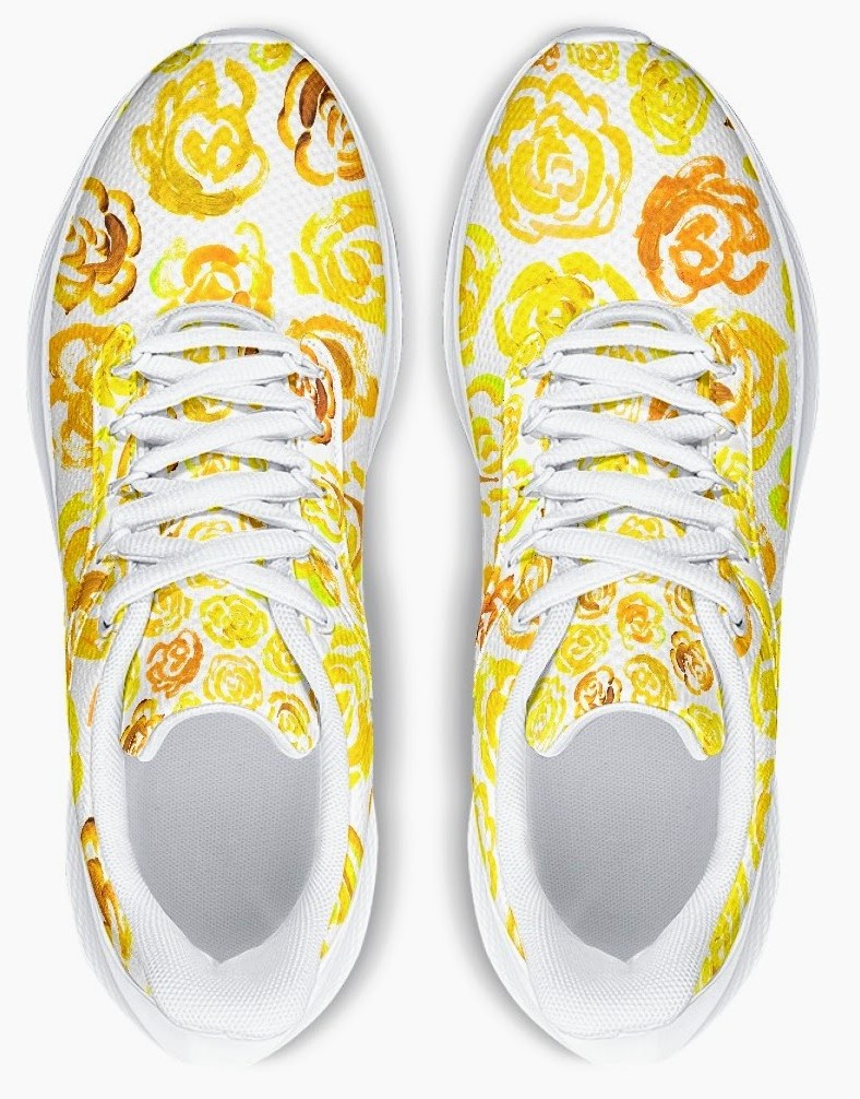 Running Shoes with Yellow Flower Blossoms (Unisex) Floral Print Running Shoes | Mia Mai Art