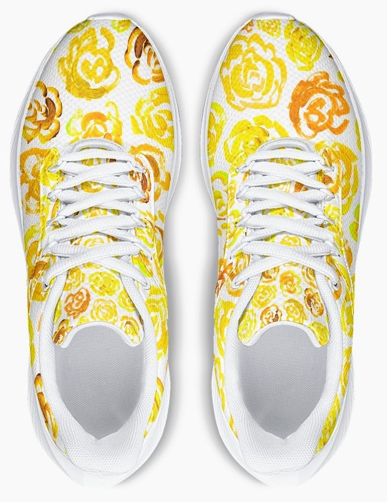 Yellow flower shoes | Art sneakers | Unisex running shoes with yellow flower blossoms  |  Women's & men's lightweight sports shoes | Floral print running shoes | Floral sneakers | Boho patterned shoes | Cute trainers&nbsp;| Flower sneakers | Gym trainers, tennis shoes & walking shoes