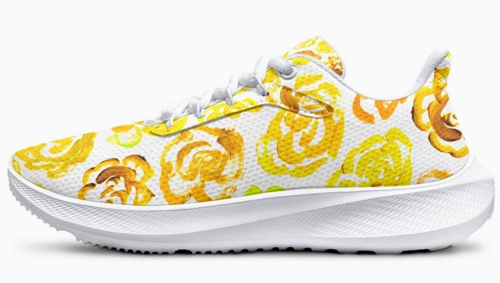 Yellow flower shoes | Art sneakers | Unisex running shoes with yellow flower blossoms  |  Women's & men's lightweight sports shoes | Floral print running shoes | Floral sneakers | Boho patterned shoes | Cute trainers&nbsp;| Flower sneakers | Gym trainers, tennis shoes & walking shoes