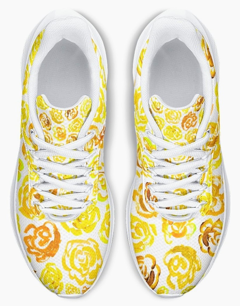 Yellow flower shoes | Art sneakers | Unisex running shoes with yellow flower blossoms  |  Women's & men's lightweight sports shoes | Floral print running shoes | Floral sneakers | Boho patterned shoes | Cute trainers&nbsp;| Flower sneakers | Gym trainers, tennis shoes & walking shoes