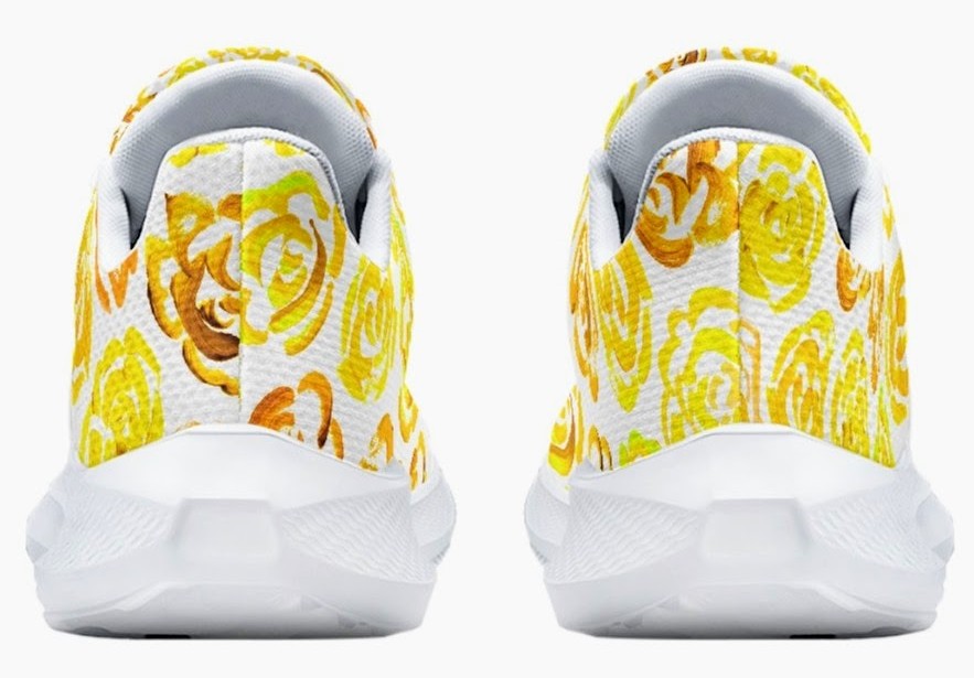 Yellow flower shoes | Art sneakers | Unisex running shoes with yellow flower blossoms  |  Women's & men's lightweight sports shoes | Floral print running shoes | Floral sneakers | Boho patterned shoes | Cute trainers&nbsp;| Flower sneakers | Gym trainers, tennis shoes & walking shoes