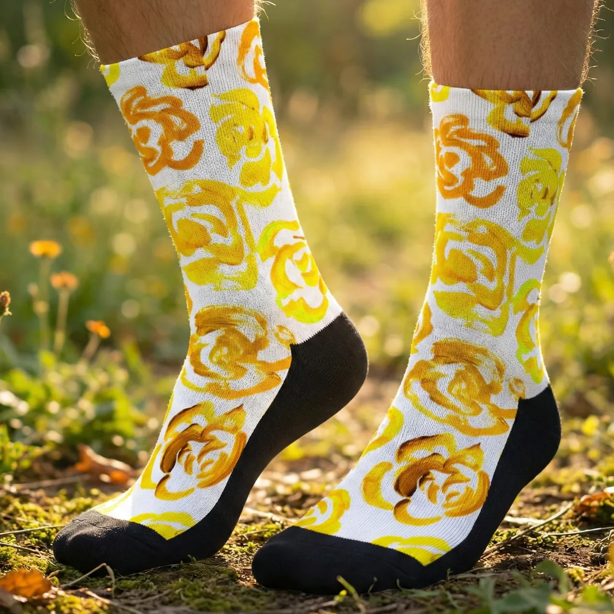 Yellow flower socks | Unisex yellow flower blossom sports socks for women and men | Cute art socks | Cool socks for guys | Unique socks for men | Best socks for sweaty feet | Moisture wicking socks for running | Cute workout socks for women | Sweat wicking gym socks | High performance sports socks | Anti-blister sports socks | Novelty running socks | Seamless toe athletic socks