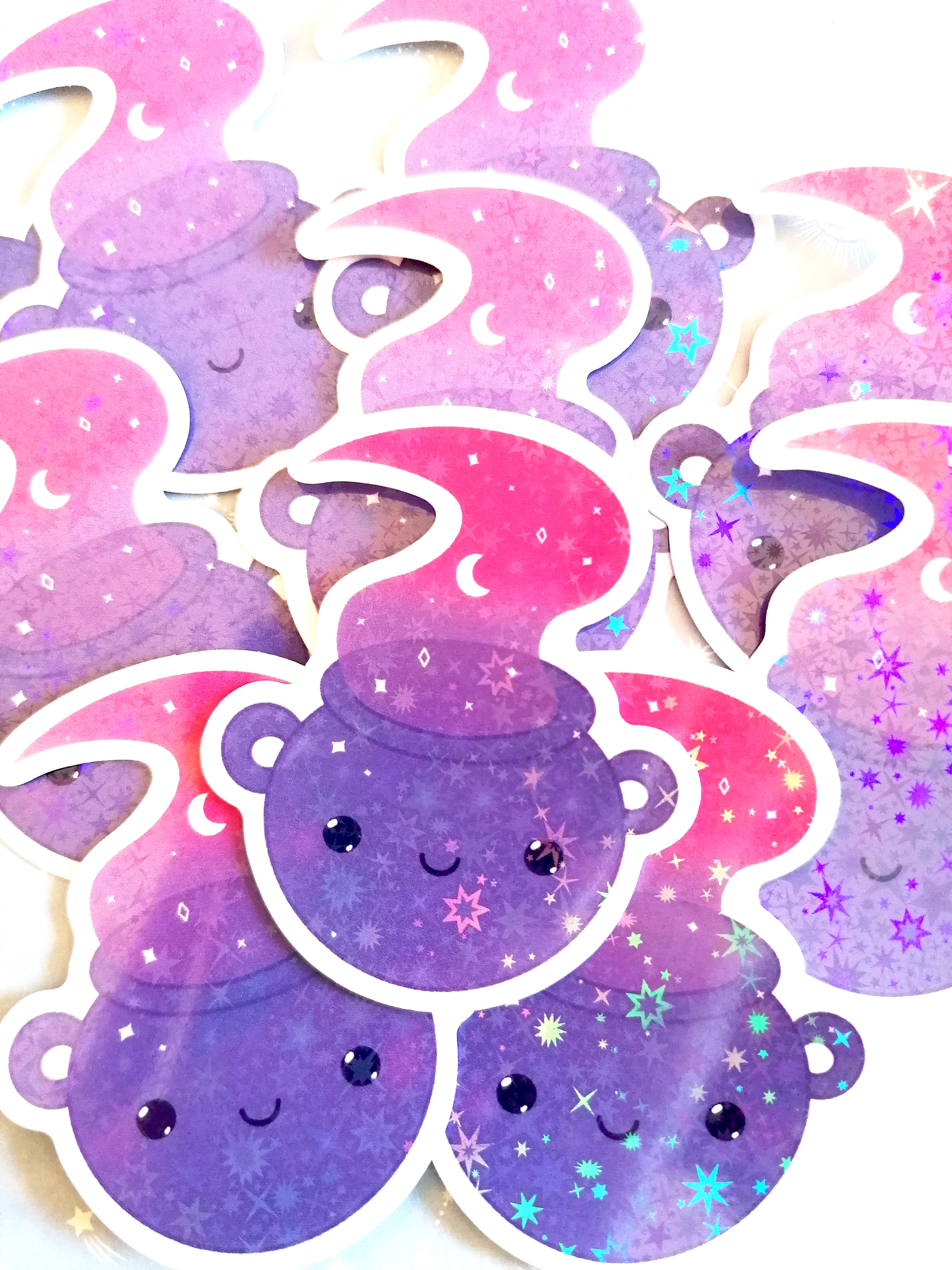Holographic Cauldron Sticker, Witchy sticker