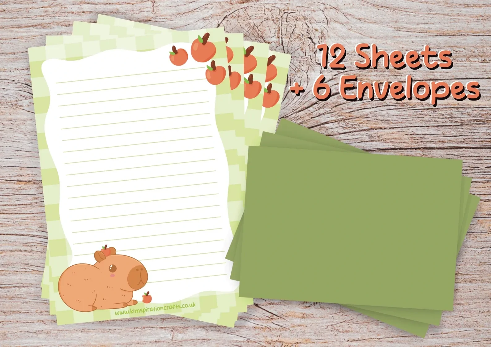 Capybara letter writing set, A5 Writing set with envelopes