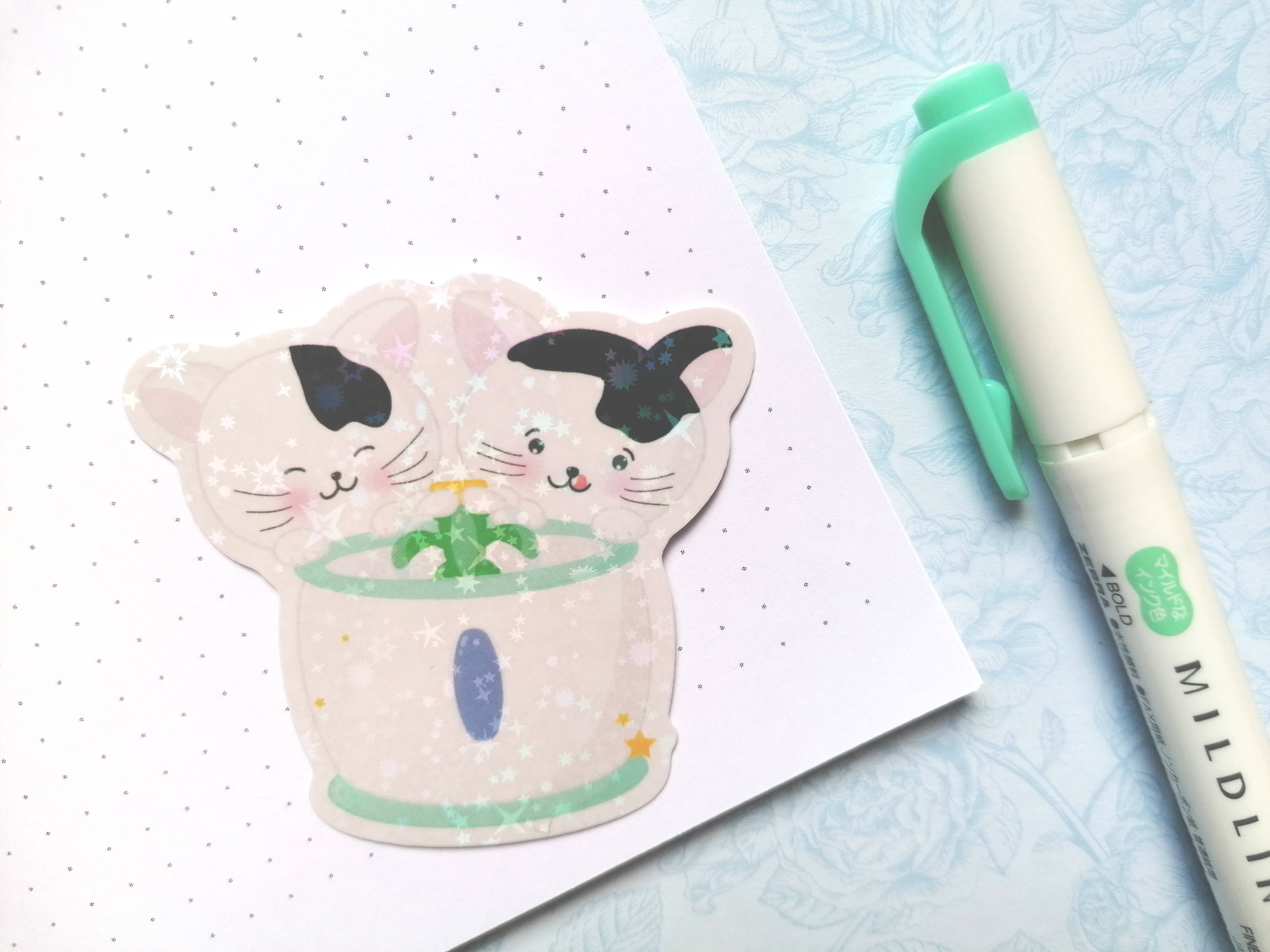 HOLOGRAPHIC Cats By Drink Fountain Sticker