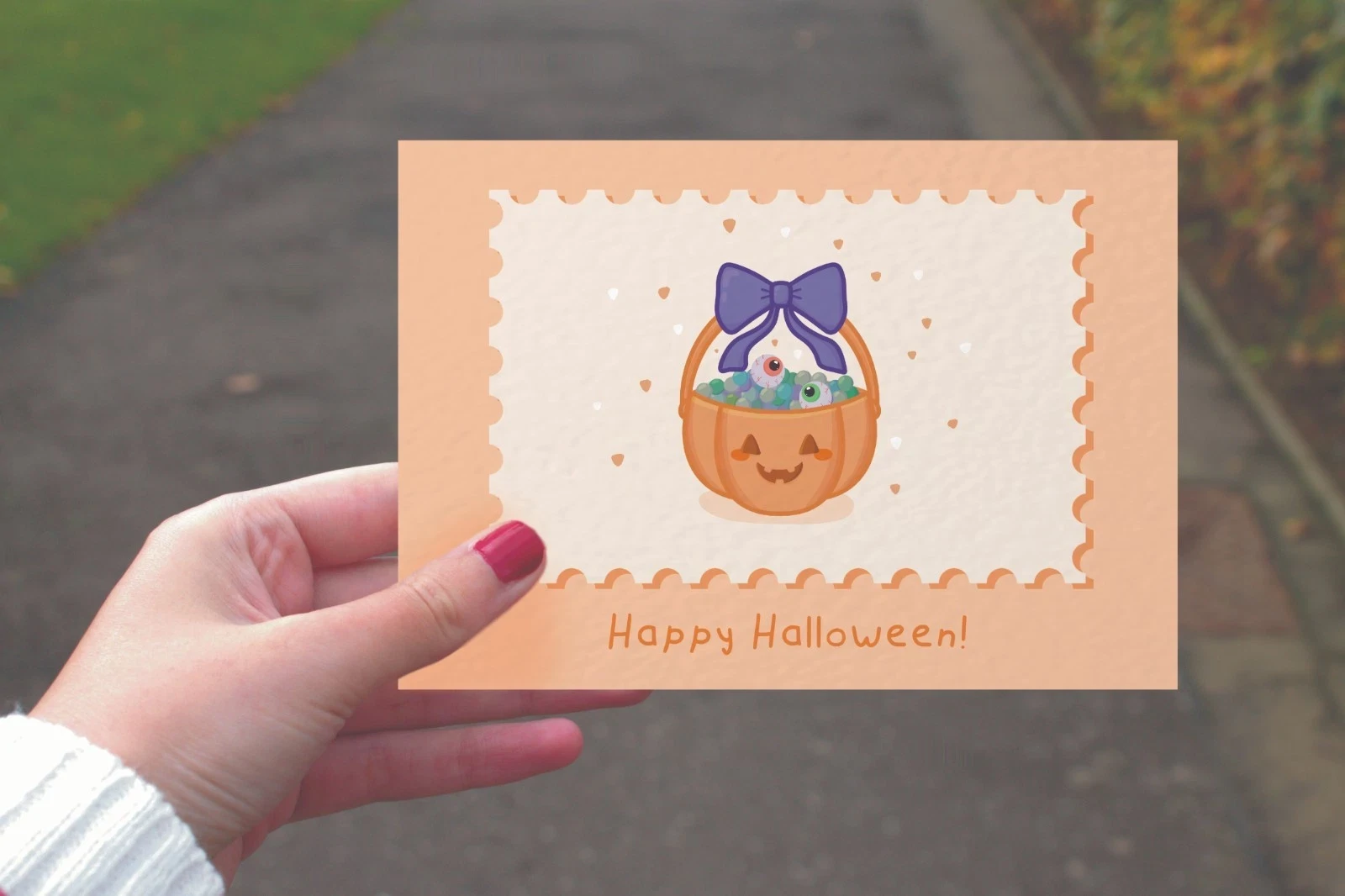 Cute and Creepy Halloween Postcard