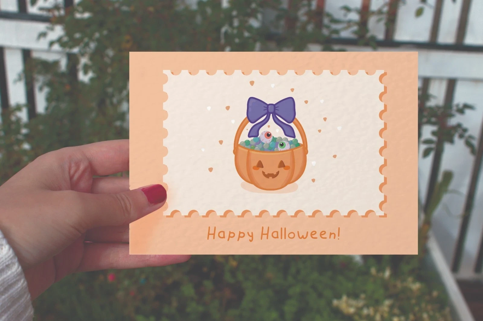 Cute and Creepy Halloween Postcard