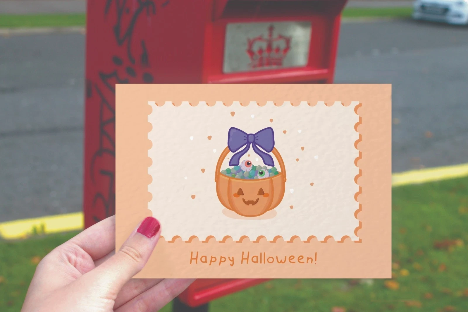 Cute and Creepy Halloween Postcard