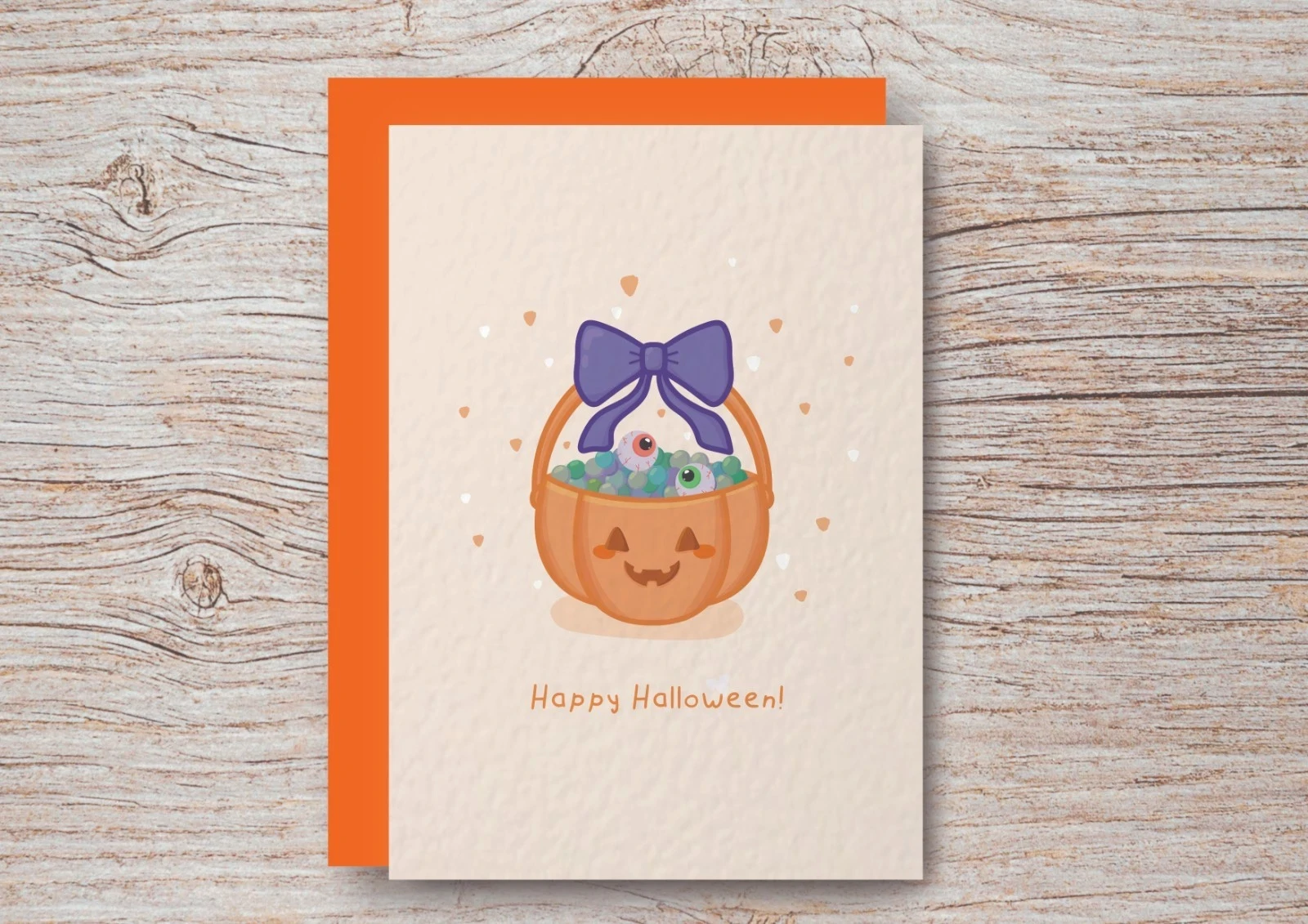 Cute and creepy halloween postcard