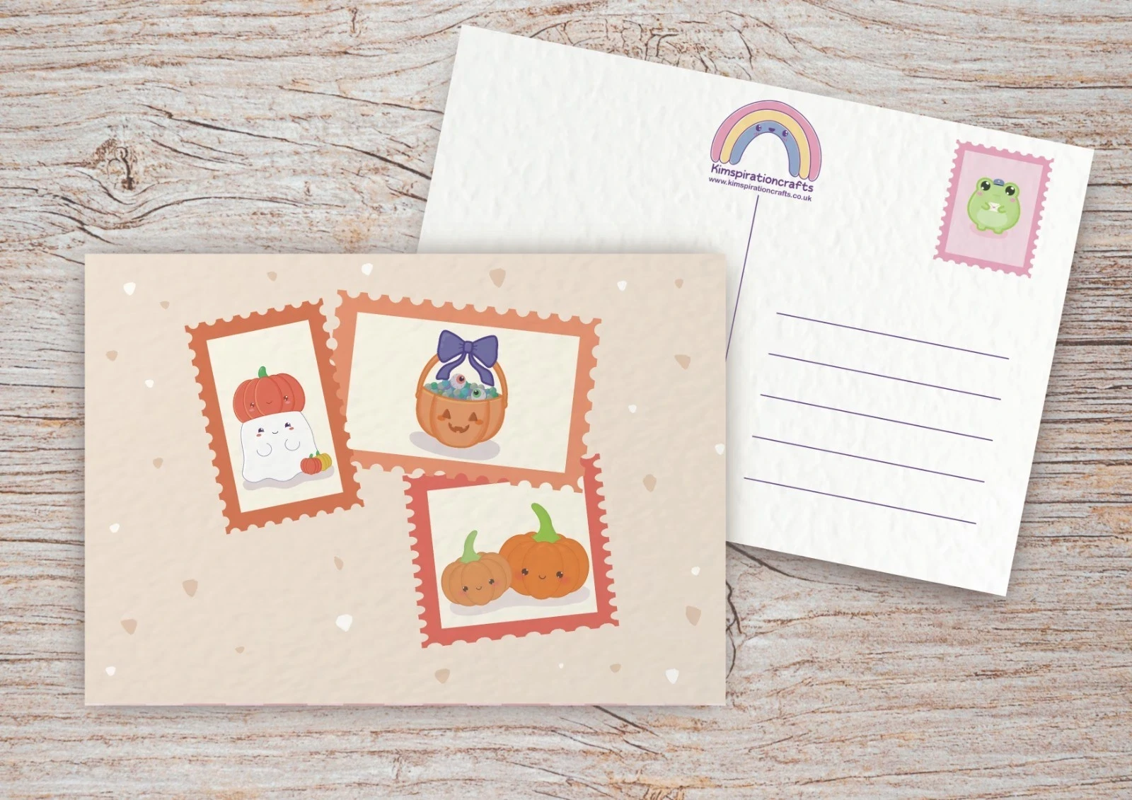 Cute and Spooky halloween stamps postcard