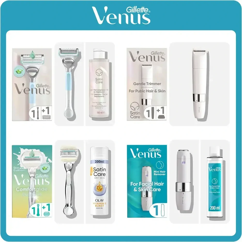 Gillette Venus Razors with multiple scents and blade variants on display