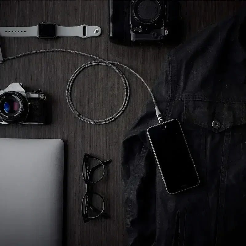 360 Electrical Habitat 4ft charging cable for iPhone, iPad, iPod in various colors, perfect for fast and convenient charging.