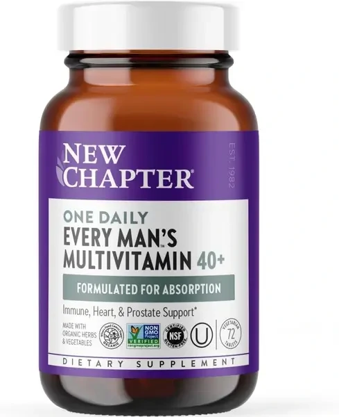 New Chapter Every Man’s One Daily 40+ Multivitamin label close-up