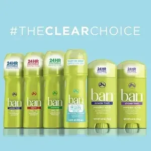 Ban Fresh Protection Deodorant - Unscented Solid 2.6 oz or Simply Clean Roll-On 3.5 oz