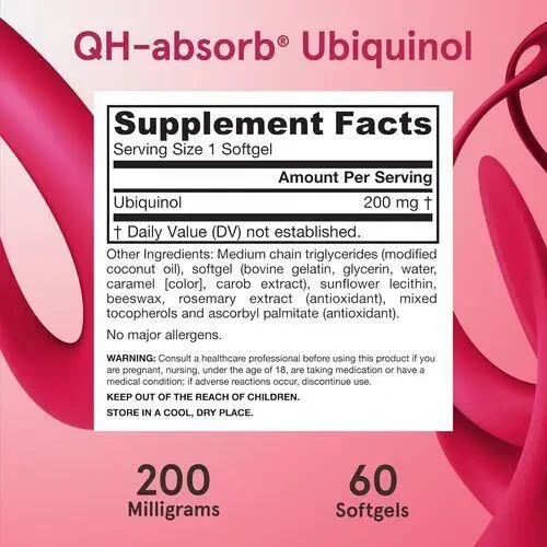 Detailed view of Jarrow CoQ10 200mg Ubiquinol benefits for heart and energy production