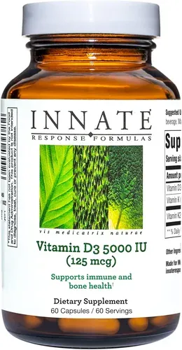 INNATE Response Vitamin D3 5000 IU, Immune & Bone Health, 60 Vegan Capsules with K1 & K2