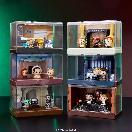 An unboxed Star Wars Doorables Widescreen Moments set, displaying detailed figures of Darth Vader and Stormtroopers in a Death Star diorama