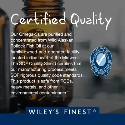 Wiley's Finest Prenatal DHA 900mg Omega-3s bottle with softgels