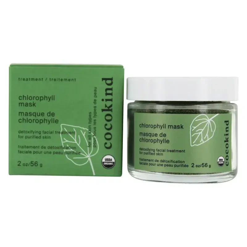 Detailed view of Cocokind Organic Chlorophyll Mask application for skin detox and glow