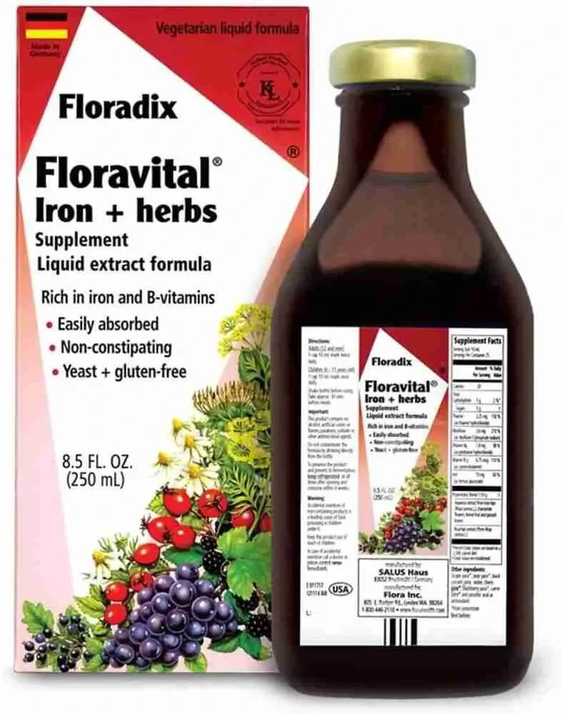 Floradix Floravital Iron + Herbs: Choose Size & Type - Vegan, Gluten-Free Liquid Supplement