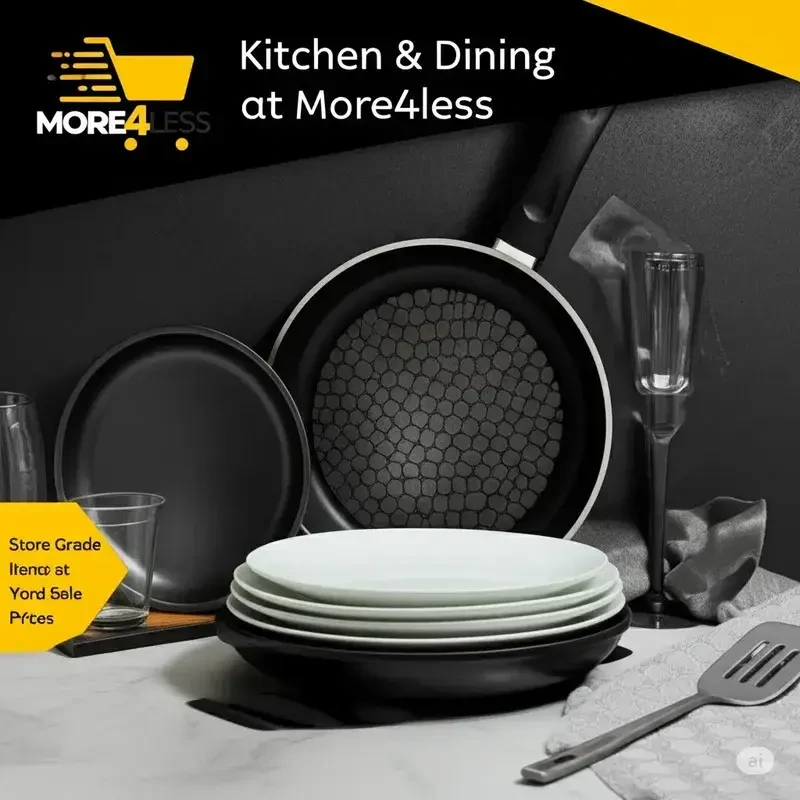 An assortment of kitchen and dining products including cookware and utensils
