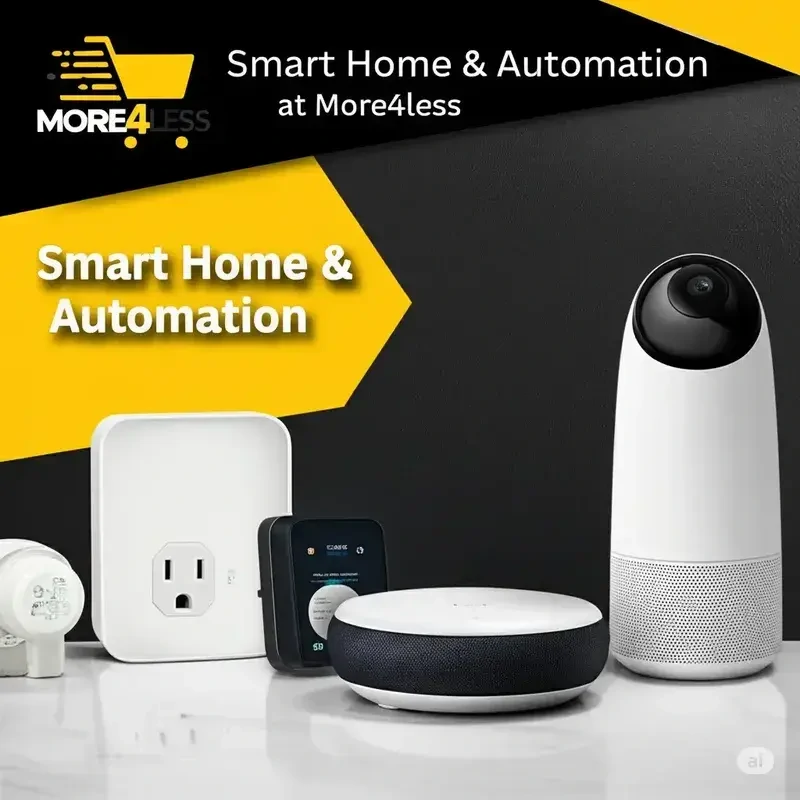 An assortment of smart home devices including smart speakers and security cameras
