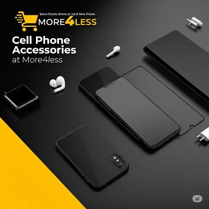A modern display of cell phone accessories including cases, chargers, and earbuds