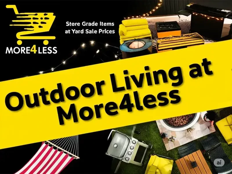 A collection of premium outdoor living products like patio furniture and grills